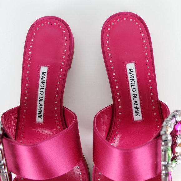 NEW MANOLO BLAHNIK Crystal Buckle Sandals- Evening, Wedding, Cocktail, Party - Picture 9 of 12